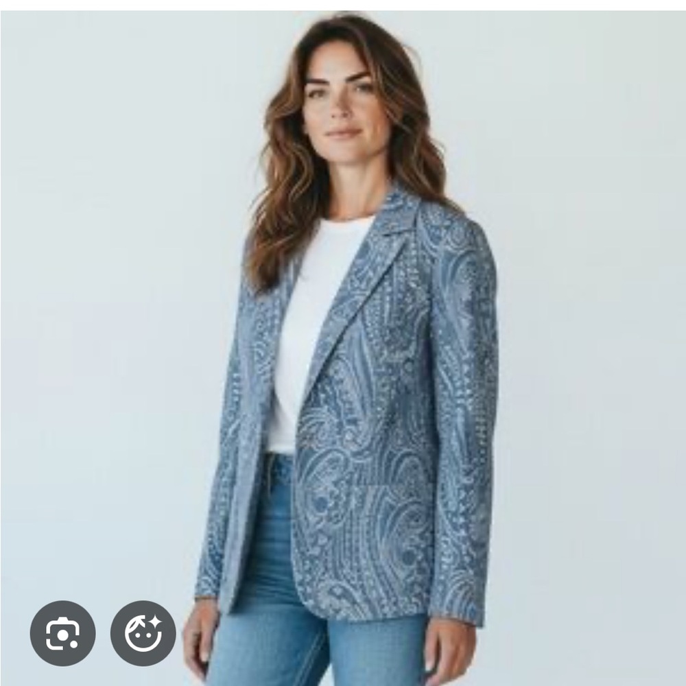 NWT Anthropologie Solitaire Women's Paisley Denim Jacket